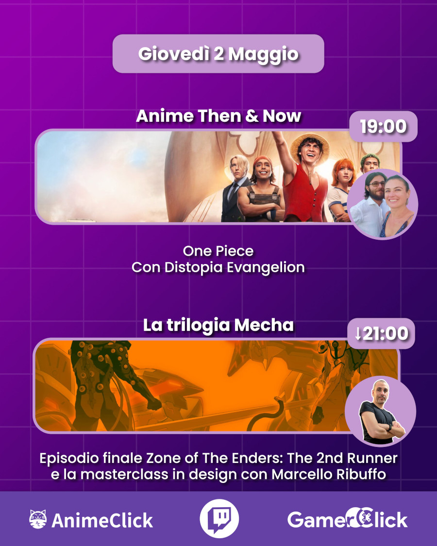 AnimeClick e GamerClick su Twitch: programma dal 29 aprile al 5 maggio AnimeClick e GamerClick su Twitch: programma dal 29 aprile al 5 maggio